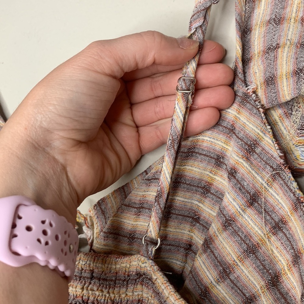 Crop Ruffle Plaid Flannel Print Tank Top Weatern Country Rustic Mustard Seed M - Picture 8 of 11